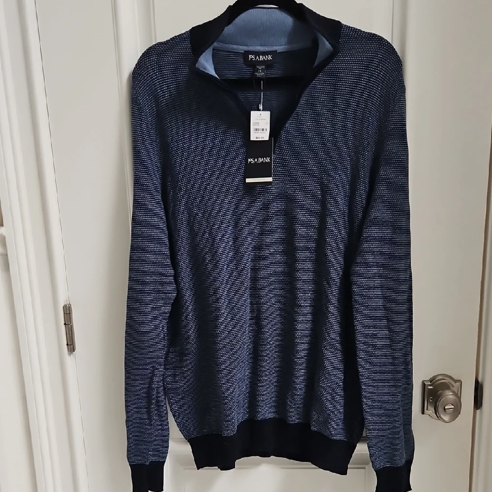 NWT Jos A‎ Bank Men's  Quarter Zip Cotton Wool Sweater